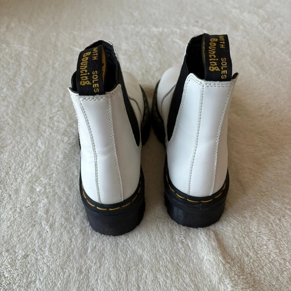 Dr Martens 2976 Quad Platform Chelsea Boots White Leather Size US 7 EU 39